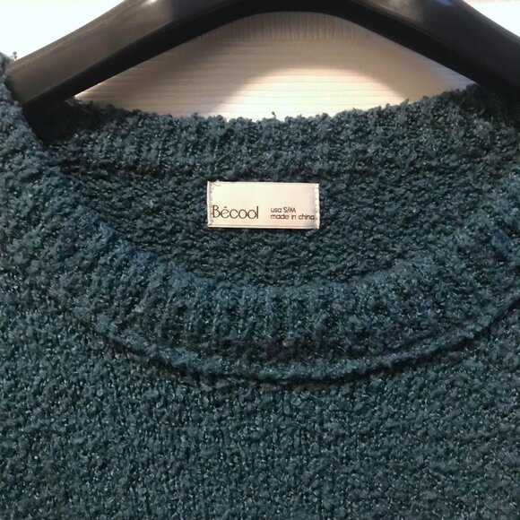 Cute BECOOL Turquoise (Blue/Green)Sweater with Fun Seam Detail on Back & Sleeves - Picture 9 of 13